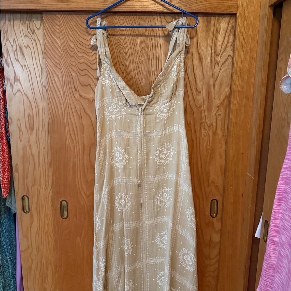 Brixton beige floral tie-shoulder maxi dress